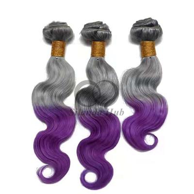 China Gris/Púrpura Wave Body Remy Bundles de cabello humano Coser en tejido Bundles de paquetes brasileños en venta