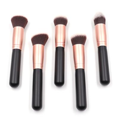 China Angular Blush Rose Gold Synthetic Makeup Brushes 14pcs Makeup Brush Set Private Label Make Up Brushes for sale