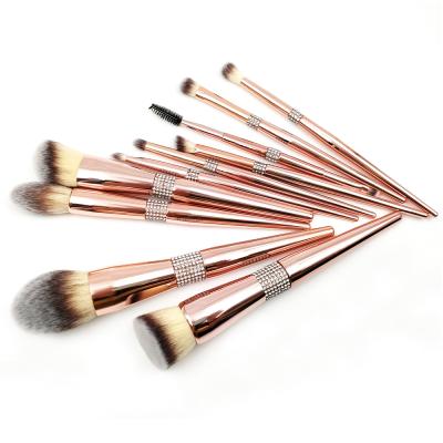 China Angular Blush 10pcs/set Makeup Brushes Blending Tool Kit Rose Gold Make Up Brush Eyeshadow Cosmetic Foundation Private Label Powder Beauty for sale