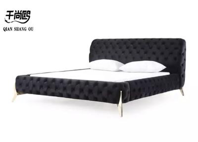 China Oversized Tufted Upholstered Bed King Dutch Velvet Material Comfortable for sale