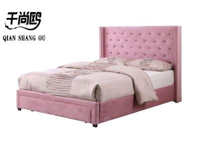 China A princesa cor-de-rosa luxuosa Upholstered Storage Platform coloca com cabeceira Botão-adornada à venda