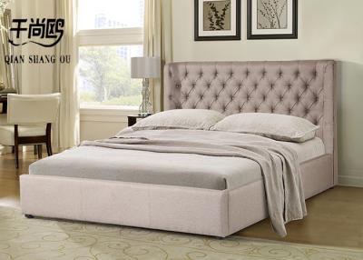 China Royal Headboard Platform Tufted Bed , Upholstered Wood Frame Bed for sale