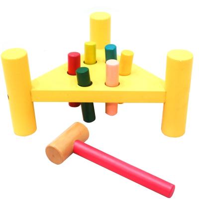 China Knock Montessori Toddler Wooden Hammer Bench Toy Educational Toys For Baby Kids Table Block for sale