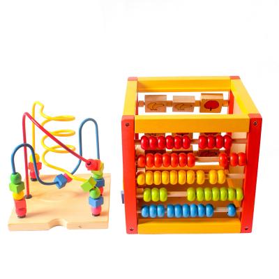 China Baby Activity Toy New Arrival Educational Toy Cube Kids Kids Toys Gifts OEM Luxury Multifunctional Wooden Cube Bead Maze for sale