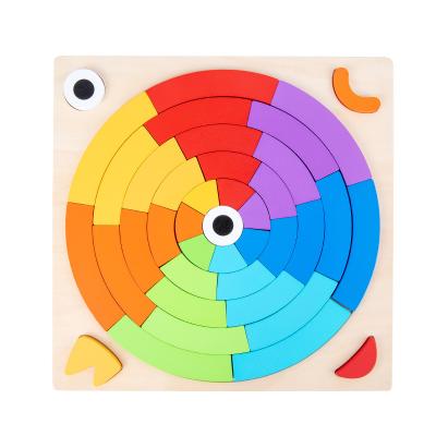 China Have New Physical Training Children's Tangram Rainbow Wooden Blocks and Large Wooden Montessori Dish with Colorful Shapes and Educational Fun Blocks Toy for sale