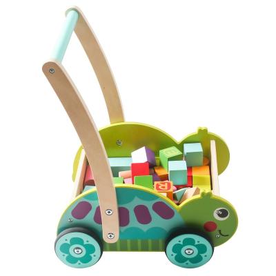 China Toy Wholesale Kids Lovely Wooden Electronic Animal Baby Learning Walker Toddler Roll Cart Push and Pull Toys for Children for sale