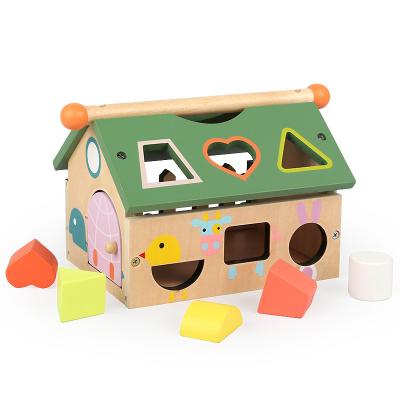 China Hot New Wooden House Children's Cognitive Digital Shape Building Block Educational Geometric Assorted Toys for sale