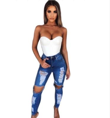 China Color Fade Proof Jeans 2020 Autumn/Winter New Elastic Ripped Slim Fit Jeans Women for sale