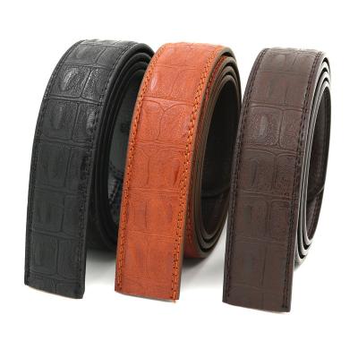 China Factory Direct Selling Microfiber Male Belt Without Body Five Buckle Melon Seed Pattern Belt Inches Men's Belt Automatic Strap for sale