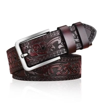 China Retro Men's Needle Buckle Fashion Jeans Leather Belt Cut Out Personality Craft New Belt for sale