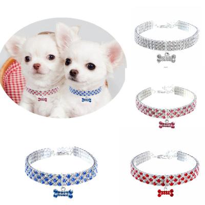 China Personalized Exquisite Bling Crystal Teddy Dog Collar Pet Necklace Dog Jewelry Accessories Decoration for sale