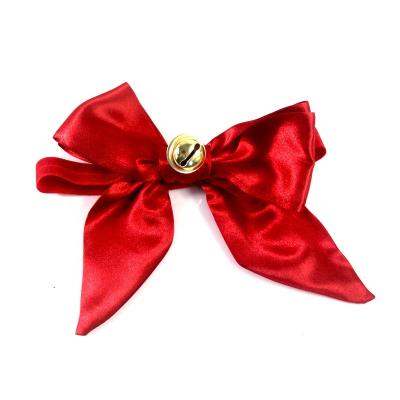 China Large sustainable high quality polyester bow tie with gold metal bells for pets for sale