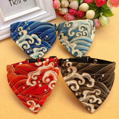 China High Quality Fabric Classic Wave Stocked Multicolor Pet Bandana Scarf For Dogs Cats for sale