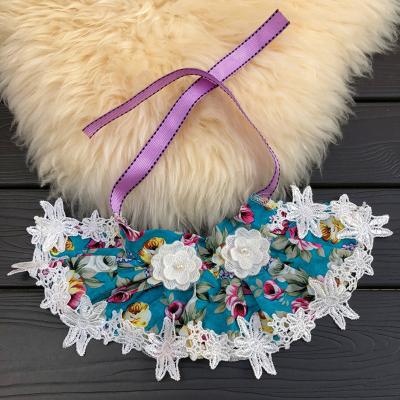 China Sustainable Dog Scarf Wholesales Lace Flowers Dot Fiber Lead Large Size Scarf For Dogs for sale