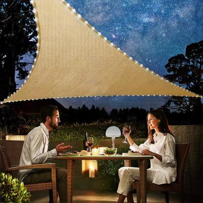 China Oxford Triangle Patio Sun Block Shade Waterproof 3x3x3m Sail Tarps Canopy LED Sun Shade Sails For Outdoor Garden for sale