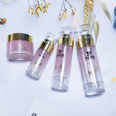 China Luxury Cosmetics Packaging Glass Bottle Sets Empty Cream Jar And Pump Spray Bottle Skin Care Set Face Cream Lotion Glass Bottle for sale