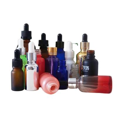 China 5ml 10ml 15ml 20ml 100ml Cosmetic Green Clear Amber Glass Bottle 30ml 50ml Colors Blue Dropper Bottle for sale