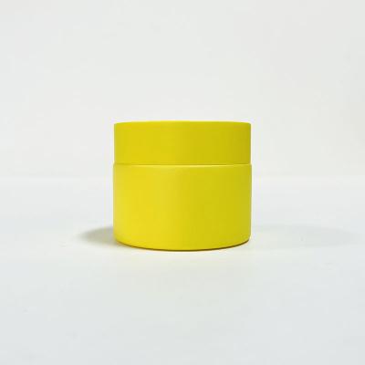 China Face Cream Cosmetic Jar 15g 30g 50g Yellow Color Glass Container Package For Skin Care Cosmetic With Box for sale