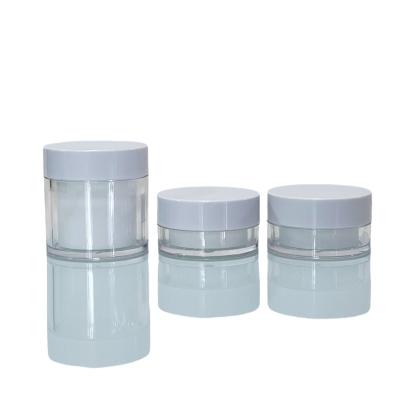 China Double Wall Plastic PET Cosmetic Lip Lip Scrub Balm Cream Jar With White Lid For Body Butter Container Cosmetic Packaging for sale