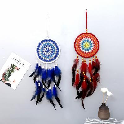 China Original Europe Design 16cm Handmade Crafts Hanging Dream Decoration Feather Catcher for sale