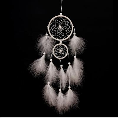 China Europe 7cm+11cm Feather Wedding Party Supplies Children's Car Home Ornaments Bedroom Wall Hanging Decorations Dream Catcher Beautiful for sale