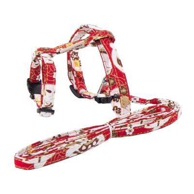 China Adjustable Pet Stocked Cat Harness Leash Kitten Pattern Cat Leash Collar Harness Durable for sale