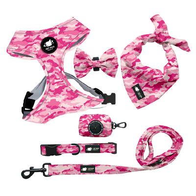 China Viable Outdoor Running Pet Harness Kit 6 in 1 Leash Collar Bag Pet Harness Set for sale