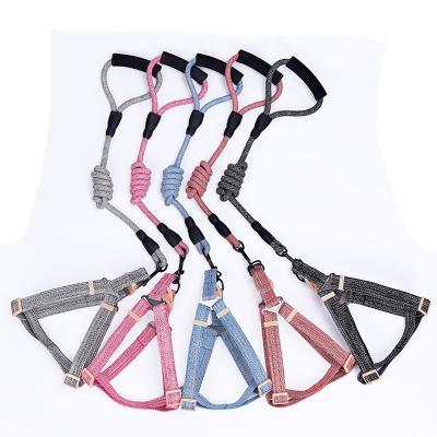 China Factory Direct Custom New Pet Traction Rope Cotton And Round Rope Dog Chest Canvas Harness for sale