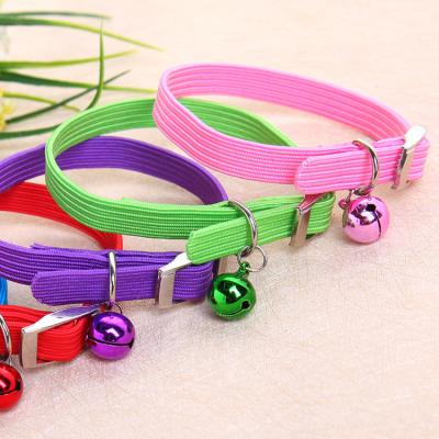 China Adjustable Polyester Fiber Pet Viable Elastic Collar With Bell Pet Bell Collar for sale