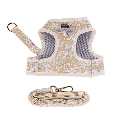 China Soft Dog Cat Pet Harness And Leash Viable Printing Flower Korean Style Outdoor Pet Harness for sale