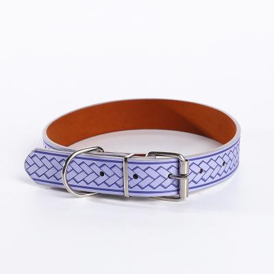 China Viable Hot Sale Printed Classic Pet Collar Adjustable Color PU Durable Pet Collar for sale