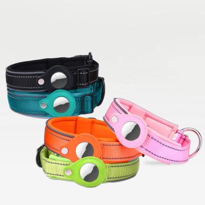 China Custom Suitable for Apple Airtag Tracker Cover Device Dog Cat Positioning Training Collar Nylon Pet Collar for sale