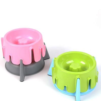 China Sustainable Pet Bowl PP Slow Food Material Adjustable Rubber Antiskid Bowl For Cats And Dogs for sale