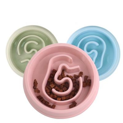 China Viable Pet Eat Food Bowl Dog Bowl Feeder Ear Shape Dog Slow Food Anti-Clogging Bowl for sale