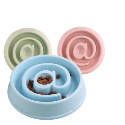 China Viable Candy Color Pet Eat Bowl Plastic Feeder Dog Slow Food Creative Anti-Clogging Bowl for sale