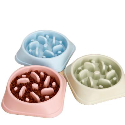 China Viable Jungle Pet Color Macaron Bowl Clog Prevention Slow Food Dog Feeding Bowl for sale