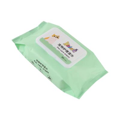 China Sustainable Pet Grooming Wet Towel Tear Stain Remover Pet Bathing Dog Cleaning Cleaning Paper for sale