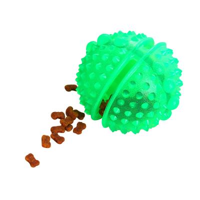 China Hot Selling Viable Teeth Cleaning Interactive TPR Food Leakage Dog Chewing Ball Toy for sale