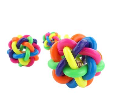 China Viable Cute Multicolor Kitty Puppy Ball Toy Interactive Jinglebell TPR Ball Toy for sale