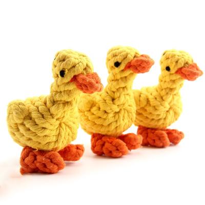 China Viable Pet Toy Cute Cotton Rope Duck Molar Teeth Bite-Resistant Cleaning Dog Toy for sale