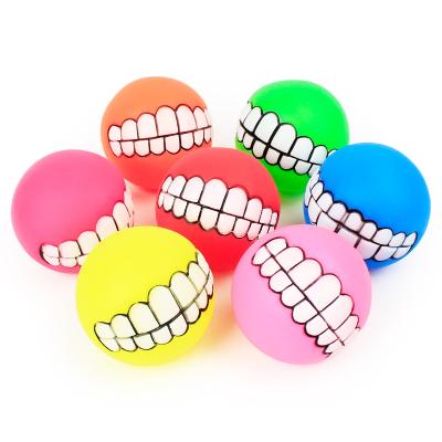 China Sustainable PVC Dog Chewing Ball Printed Teeth Hot Sale Pet Toy For Dog Chewing Toys for sale