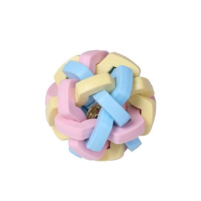 China Elastic Pet Viable Ball Macaron Color With Bell Irregular Ball Toy Pet Toy for sale