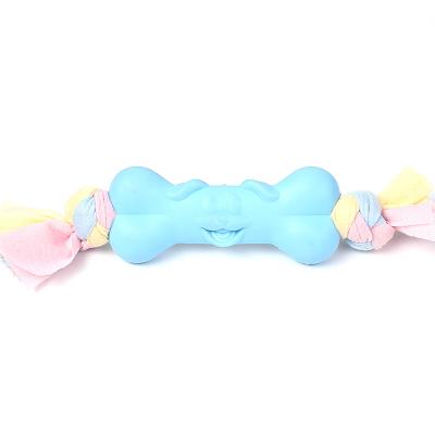 China Viable Puppy Teeth Cleaning Interactive TPR Pet Toy Dog Chewing Bone Shape Toy for sale