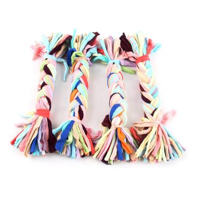 China Multicolor Dog Bite Style Dog Bite Style Braided Fabric Stretchable Pet Cotton Viable Rope Knot Toy for sale