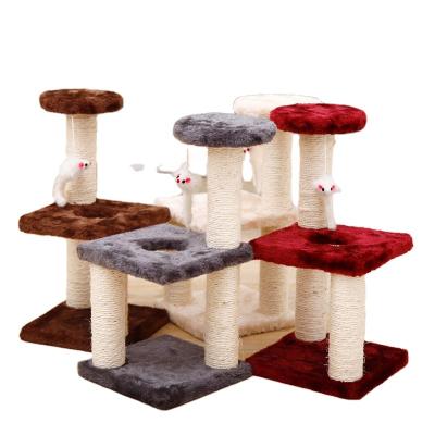 China Sustainable Three-pillar Cat Jumping Platform Sisal Medium Square Plate Cat Climbing Frame for sale