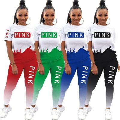 China 2021 Viable Women Clothing Two Piece Set Women Plus Size Sportswear Letter Printing 2 Piece Set for sale