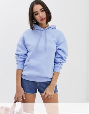 China OEM Custom Label Anti-Shrink Sweatshirts Pastel Blue Women's Poly-cotton Fleece Full-Zip Hoodies for sale