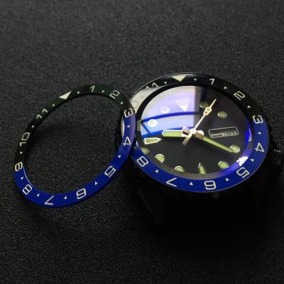 China Flat Ceramic Watch Parts Bezel Insert 38*31.5mm Double Pitch Luminous Color For Seiko SKX007 SKX009 Watch Parts for sale