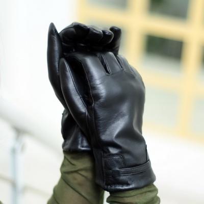 China Simple classic black ladies leather gloves for women for sale