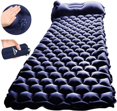 China Built In Press Compressor With Ultra Light Inflatable Pillow Sleep Pad Sleep Mats For Backpacking Camping Hiking for sale